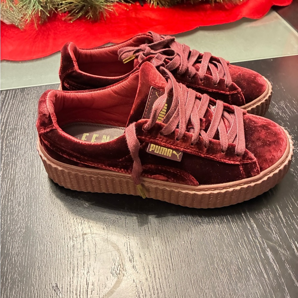 Puma Kids Burgundy Velvet Sneakers